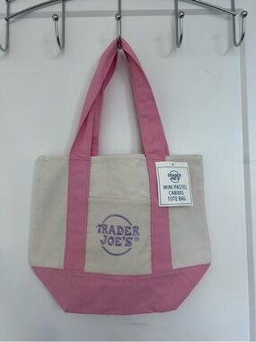 Trader Joe’s Mini Pastel Pink Canvas Tote Bag — BRAND NEW WITH TAGS!